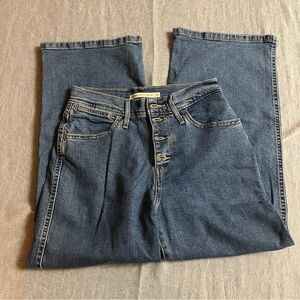 Levi’s Blue Button-Fly Denim Mile high cropped wide leg Jeans size 25